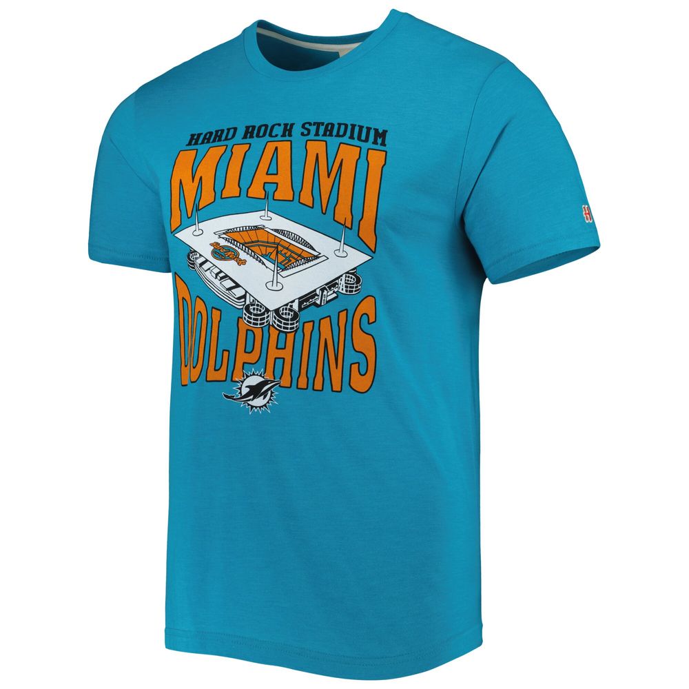 Men's Homage Aqua Miami Dolphins Stadium Tri-Blend T-Shirt