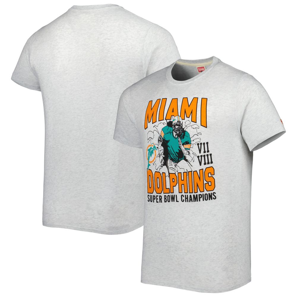 Men's Homage Ash Miami Dolphins Super Bowl Classics Tri-Blend T-Shirt