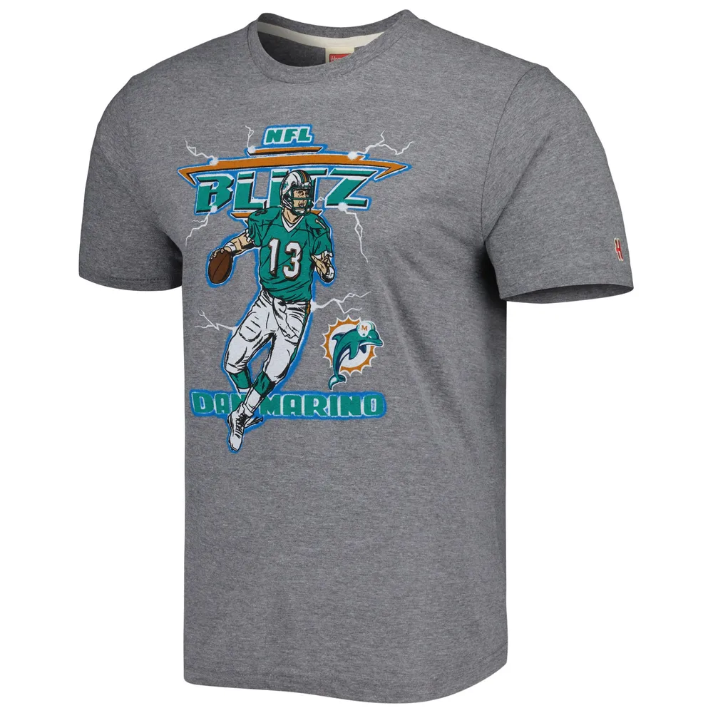 T-shirt à trois mélanges pour hommes, hommage Dan Marino, gris chiné, Miami Dolphins, NFL Blitz, joueur retraité