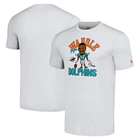 T-shirt à trois mélanges pour hommes, hommage Jaylen Waddle, anthracite chiné, joueur de caricature des Dolphins Miami