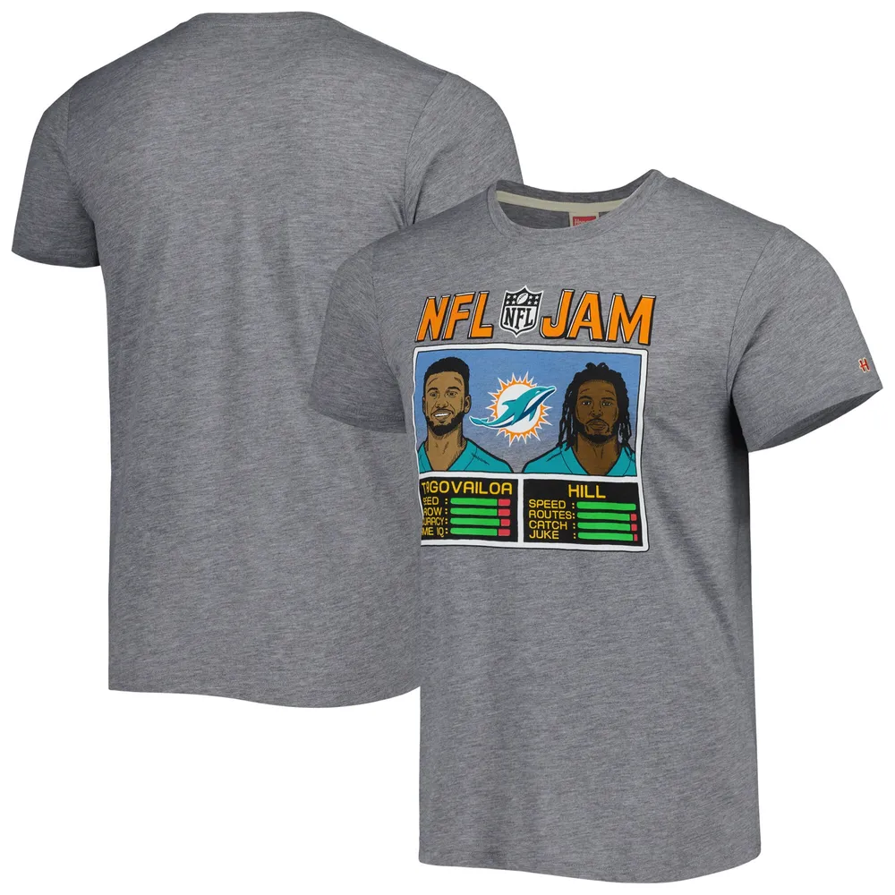 Lids Tua Tagovailoa & Tyreek Hill Miami Dolphins Homage NFL Jam Tri-Blend T- Shirt - Heather Gray