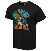 Men's Homage Tyreek Hill Heathered Heather Black Miami Dolphins Caricature Player Tri-Blend T-Shirt