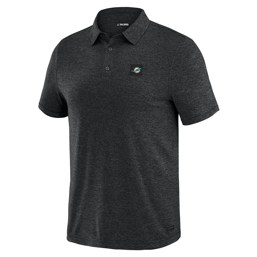 Polo noir à quatre points J. Palmer pour homme des Miami Dolphins