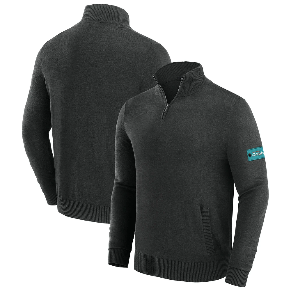 Men's J. Palmer Black Miami Dolphins Franchise Quarter-Zip Sweater