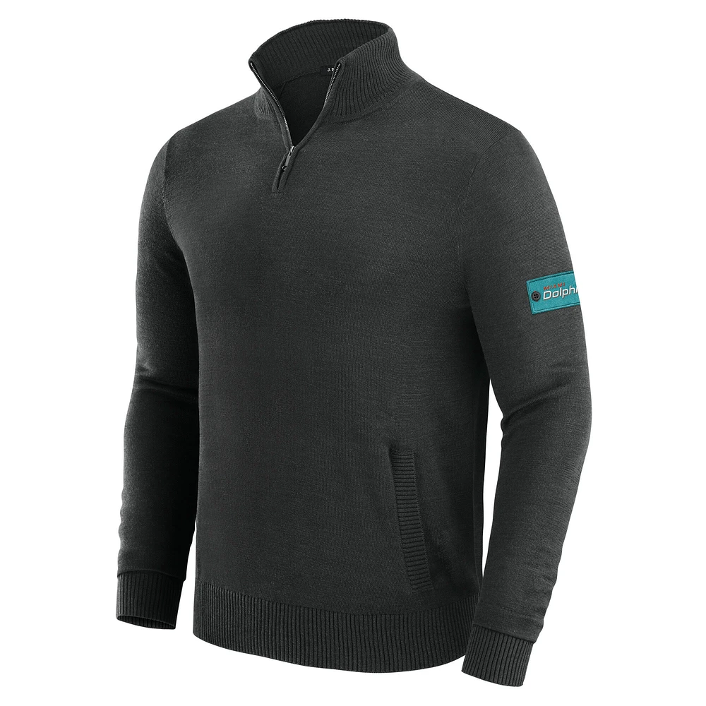 Men's J. Palmer Black Miami Dolphins Franchise Quarter-Zip Sweater