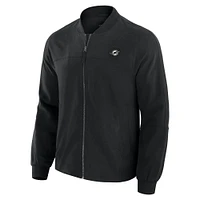 Men's J. Palmer Black Miami Dolphins Lightweight Cover-4 Tri-Blend Full-Zip Jacket