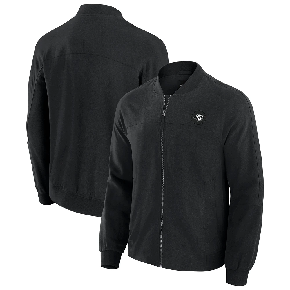 Men's J. Palmer Black Miami Dolphins Lightweight Cover-4 Tri-Blend Full-Zip Jacket
