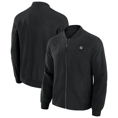 Men's J. Palmer Black Miami Dolphins Lightweight Cover-4 Tri-Blend Full-Zip Jacket