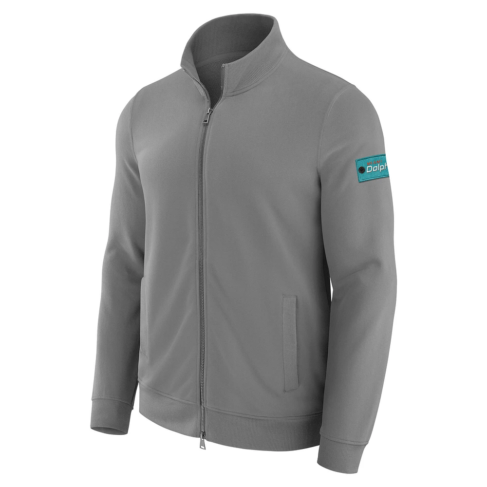 Men's J. Palmer Graphite Miami Dolphins QB1 Full-Zip Sweatshirt