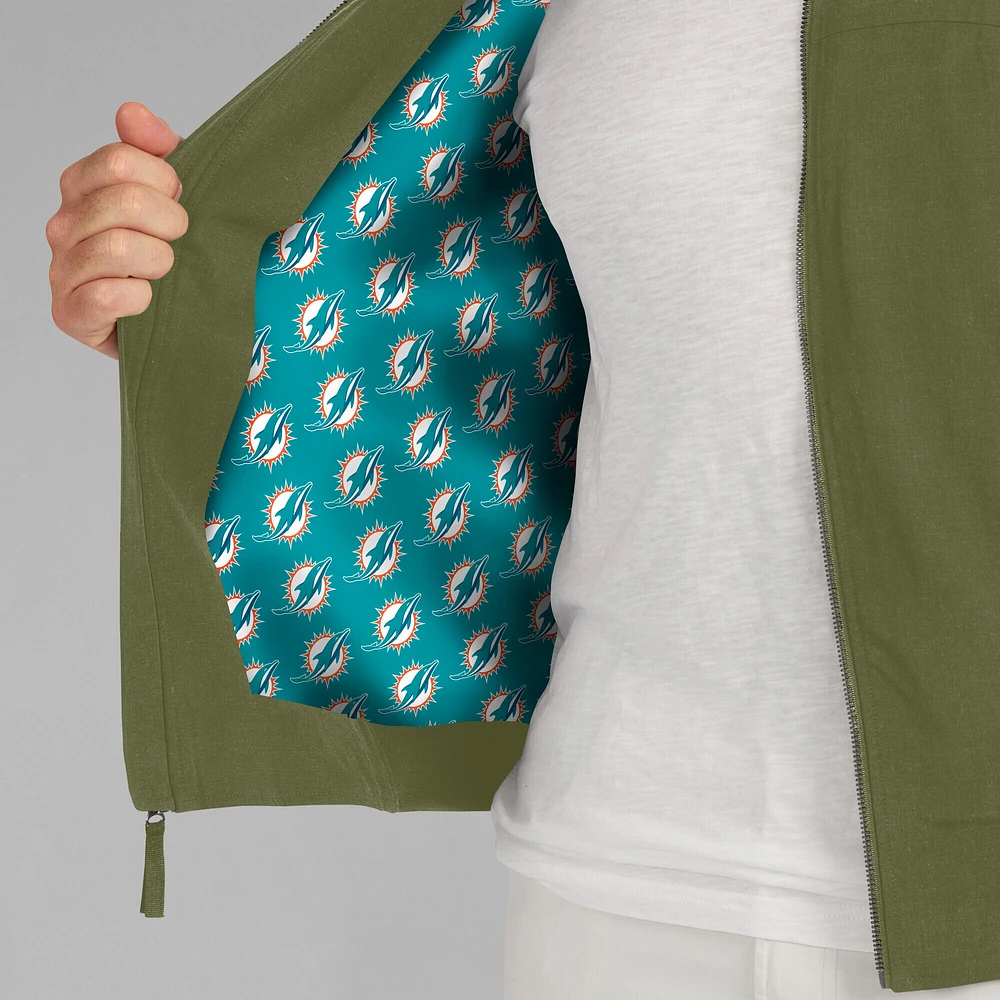 Veste légère à fermeture éclair complète J. Palmer Olive Miami Dolphins pour homme