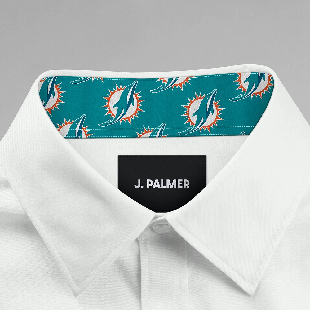 Chemise boutonnée à manches longues pour homme J. Palmer Miami Dolphins Man-In-Motion blanche