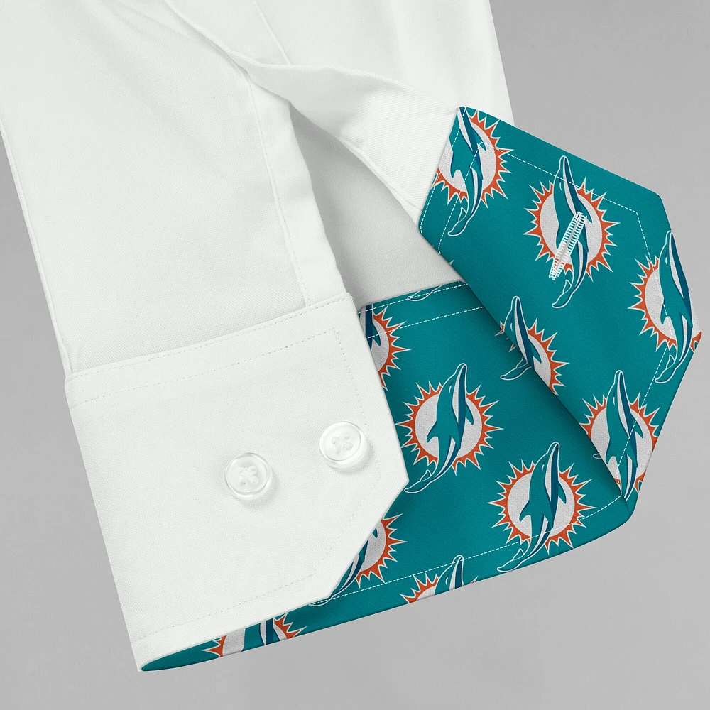 Chemise boutonnée à manches longues pour homme J. Palmer Miami Dolphins Man-In-Motion blanche