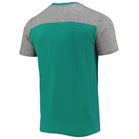 Men's Majestic Threads Aqua/Heathered Gray Miami Dolphins Gridiron Classics Field Goal Slub T-Shirt
