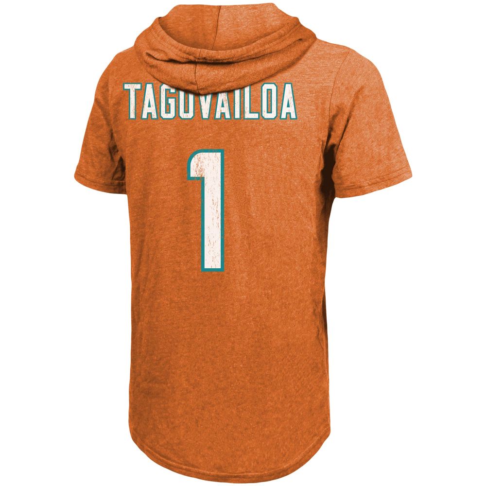 Majestic Threads Men's Majestic Threads Tua Tagovailoa Orange Miami  Dolphins Player Name & Number Tri-Blend Hoodie T-Shirt