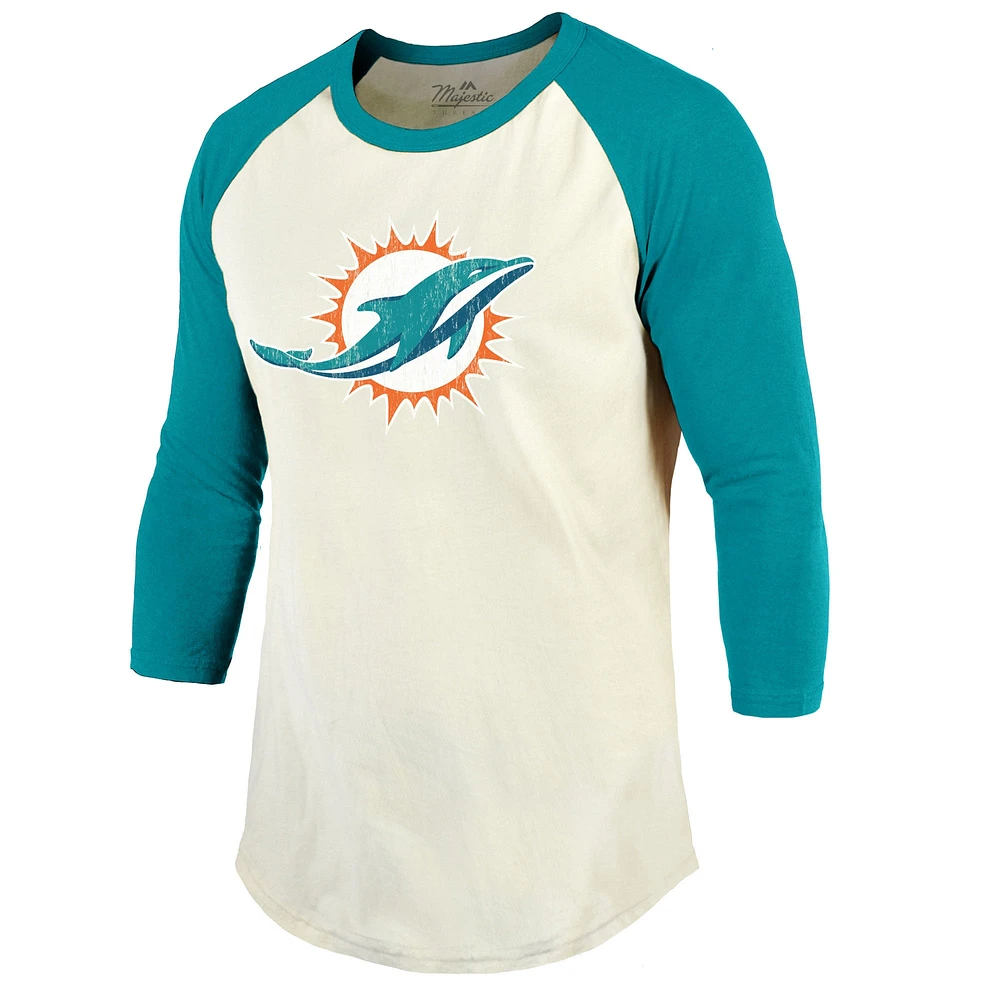 T-shirt Majestic Threads Tyreek Hill crème/aqua pour hommes