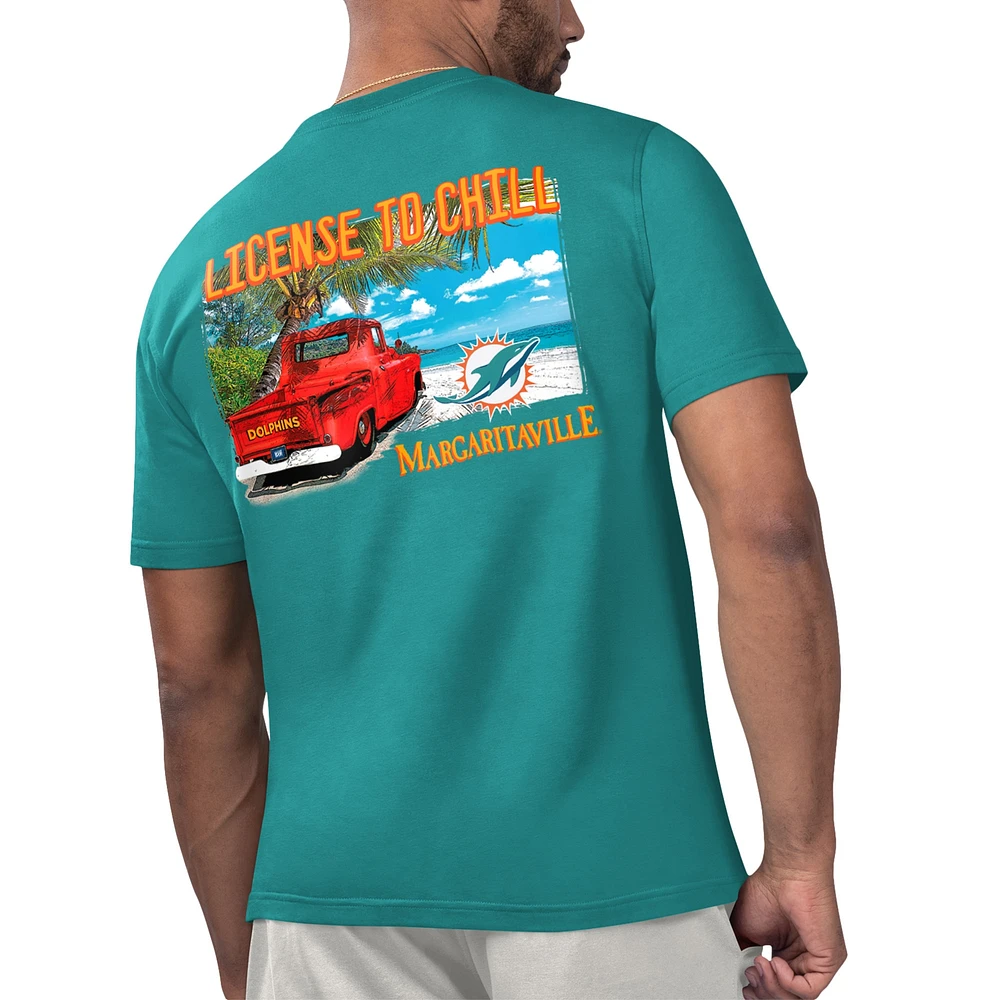 Men's Margaritaville Aqua Miami Dolphins License to Chill T-Shirt