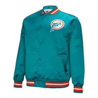 Men's Mitchell & Ness Aqua Miami Dolphins Double Down Satin Full-Snap Jacket