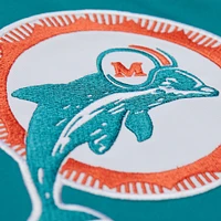 Men's Mitchell & Ness Aqua Miami Dolphins Double Down Satin Full-Snap Jacket