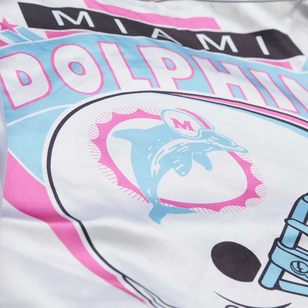 Men's Mitchell & Ness Aqua Miami Dolphins Double Down Satin Full-Snap Jacket