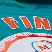 Men's Mitchell & Ness Aqua Miami Dolphins Double Down Satin Full-Snap Jacket