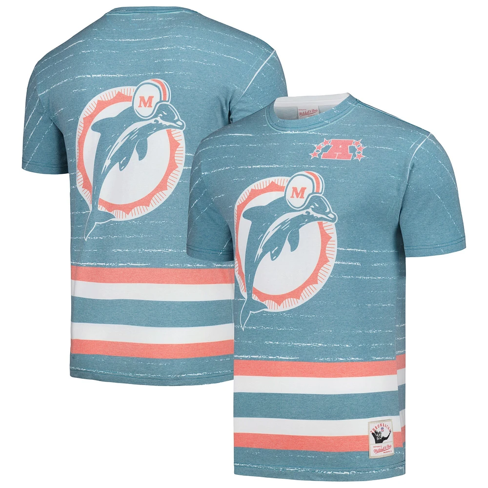 Men's Mitchell & Ness Aqua Miami Dolphins Jumbotron 3.0 T-Shirt