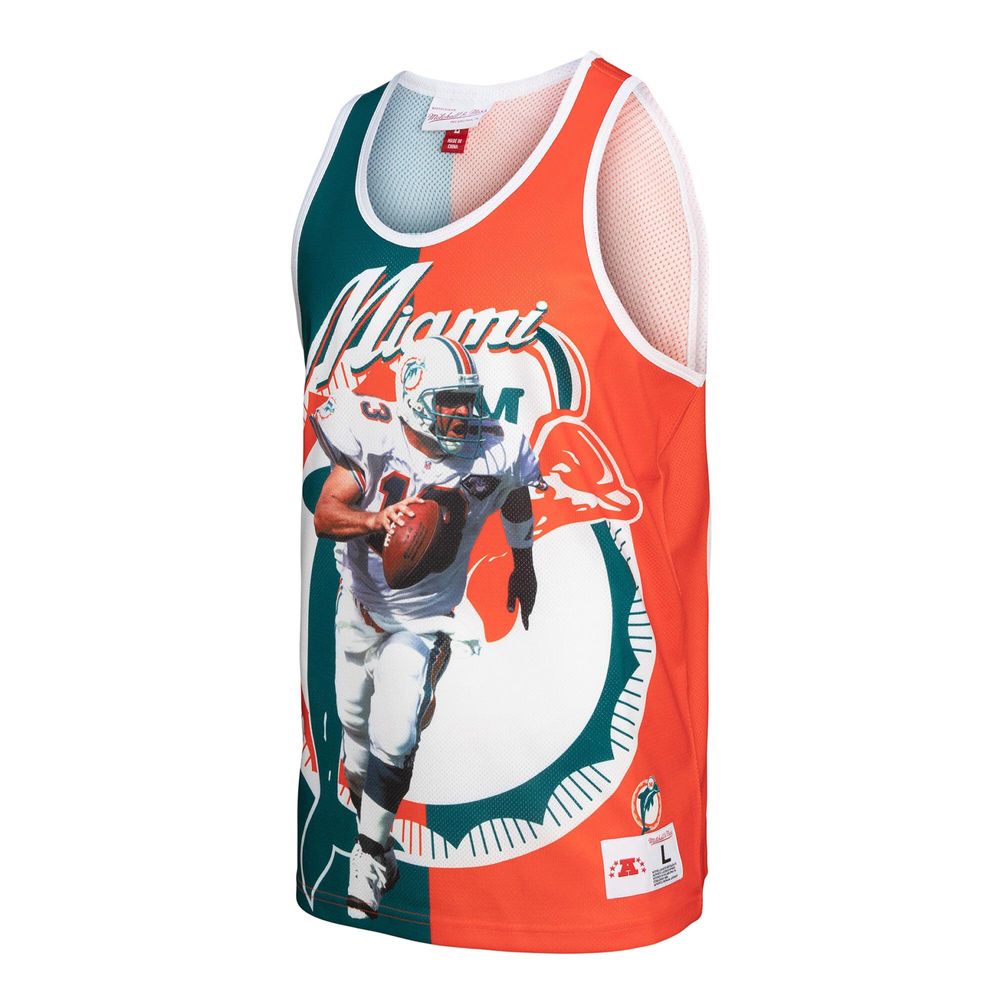 Men's Mitchell & Ness Dan Marino Aqua/Orange Miami Dolphins Player - Tank Top