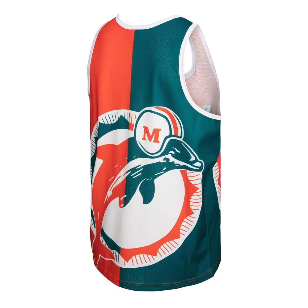 Men's Mitchell & Ness Dan Marino Aqua/Orange Miami Dolphins Player - Tank Top