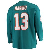 Men's Mitchell & Ness Dan Marino Aqua Miami Dolphins Big Tall Retired Player Name Number Long Sleeve Top