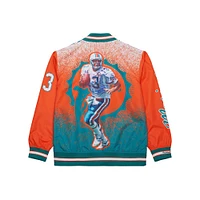 Men's Mitchell & Ness Dan Marino Aqua Miami Dolphins Retired Player Graphic Full-Zip Satin Jacket