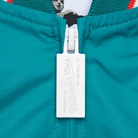 Men's Mitchell & Ness Dan Marino Aqua Miami Dolphins Retired Player Graphic Full-Zip Satin Jacket