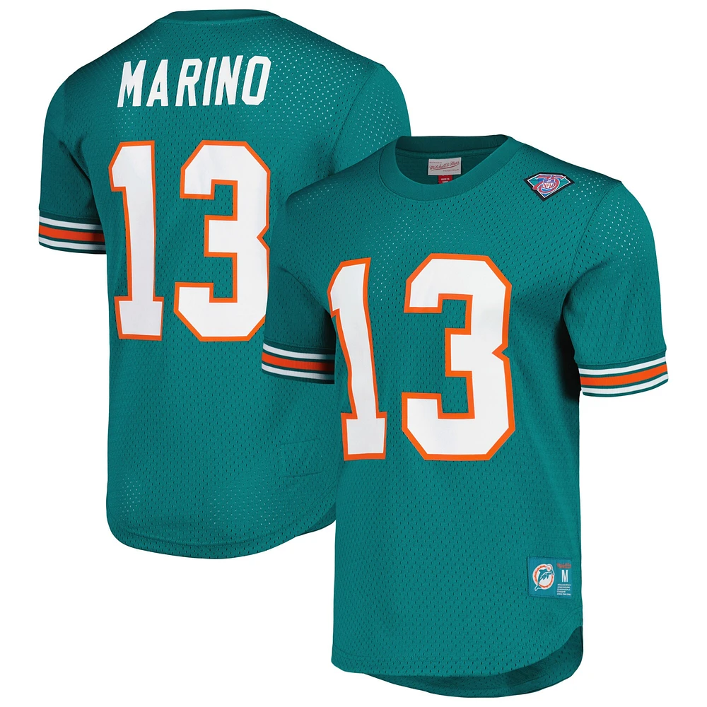 Men's Mitchell & Ness Dan Marino Aqua Miami Dolphins Retired Player Name Number Mesh Top