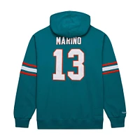 Sweat à capuche pour homme Mitchell & Ness Dan Marino Aqua Miami Dolphins avec nom et numéro de joueur retraité