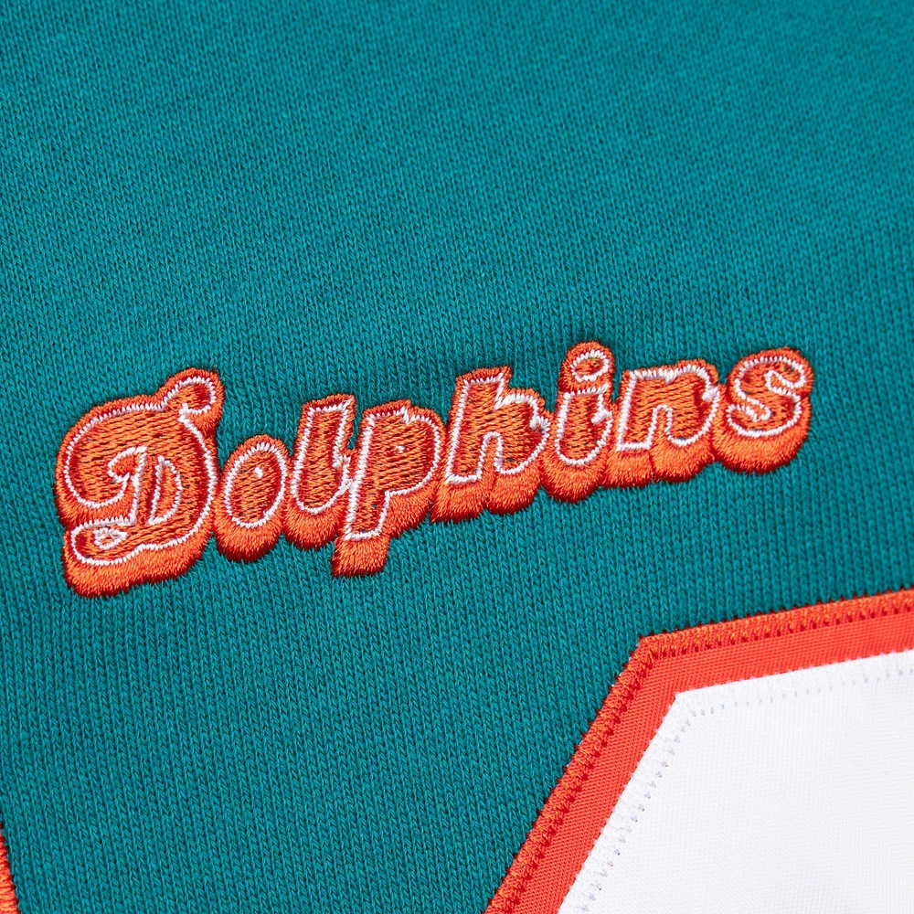 Sweat à capuche pour homme Mitchell & Ness Dan Marino Aqua Miami Dolphins avec nom et numéro de joueur retraité