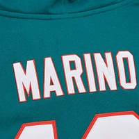 Sweat à capuche pour homme Mitchell & Ness Dan Marino Aqua Miami Dolphins avec nom et numéro de joueur retraité