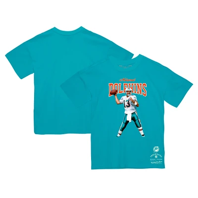 T-shirt Mitchell & Ness Dan Marino Aqua pour homme, joueur retraité des Miami Dolphins