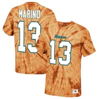 Men's Mitchell & Ness Dan Marino Orange Miami Dolphins Tie-Dye Retired  Player Name & Number T-Shirt