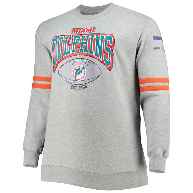 Miami Dolphins Mitchell & Ness All Over Print Crew Sweatshirt - Teal - Mens