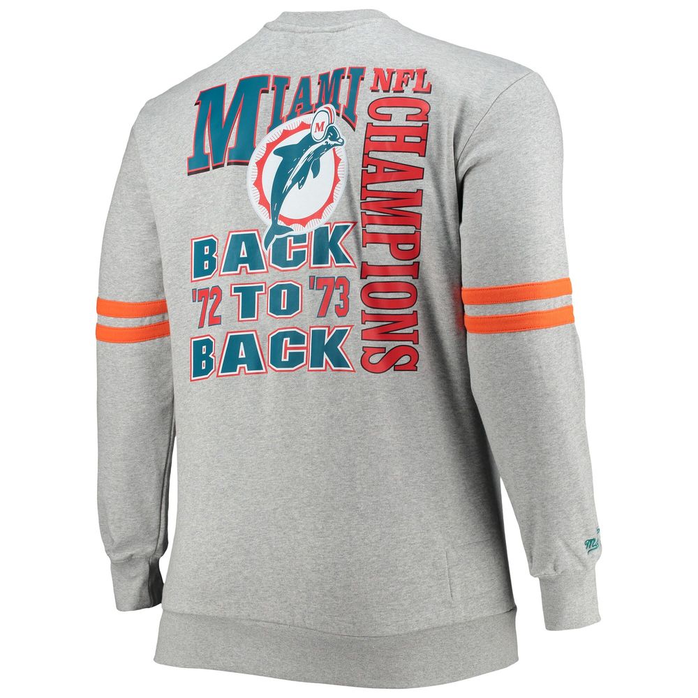 Miami Dolphins Mitchell & Ness All Over Print Crew Sweatshirt - Teal - Mens