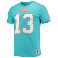 Men's Mitchell & Ness Miami Dolphins Dan Marino Aqua Retired Player Name Number T-Shirt