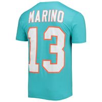 Men's Mitchell & Ness Miami Dolphins Dan Marino Aqua Retired Player Name Number T-Shirt