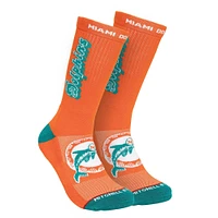 Chaussettes de sport Mitchell & Ness orange Miami Dolphins Throwback Kick Off Crew pour homme