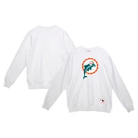 Sweat-shirt en molleton basique blanc Miami Dolphins de Mitchell & Ness pour homme