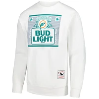 Men's Mitchell & Ness x Bud Light White Miami Dolphins The Crest Pullover Sweatshirt