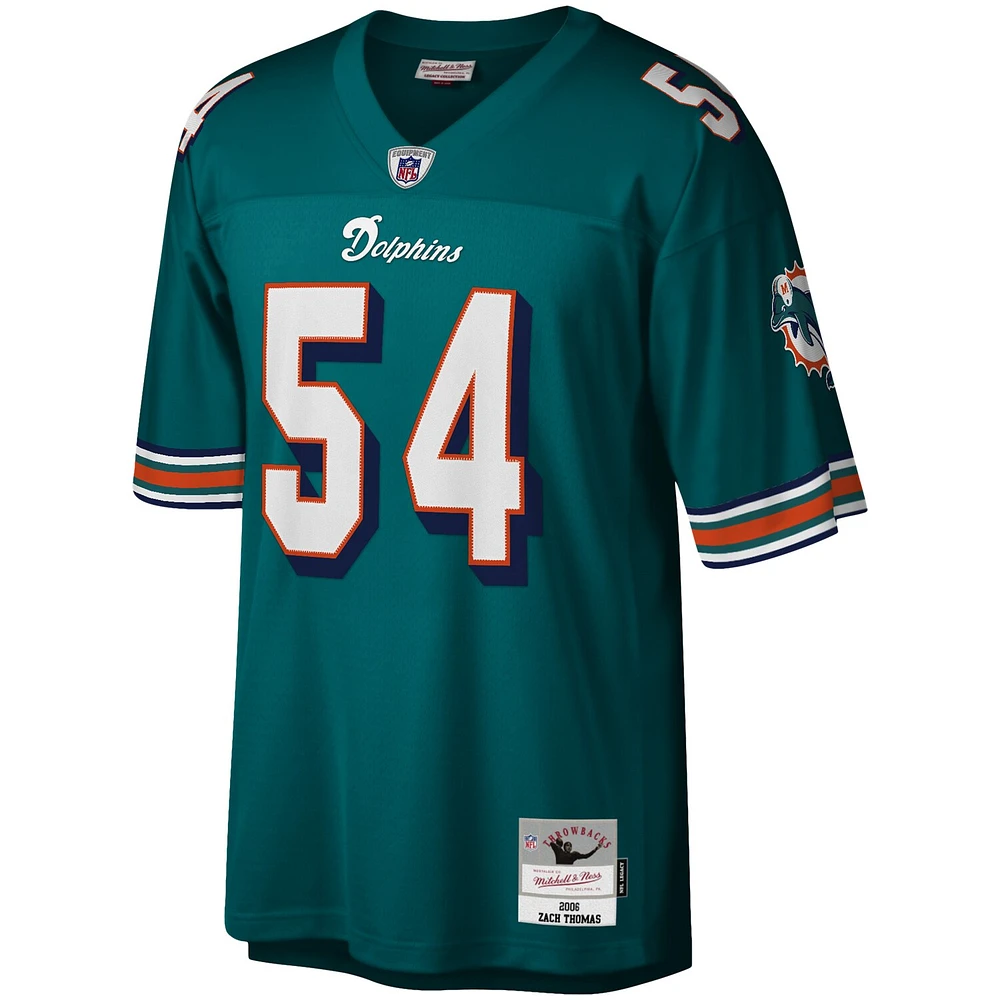 Maillot réplique Mitchell & Ness Zach Thomas Aqua Miami Dolphins Legacy pour hommes