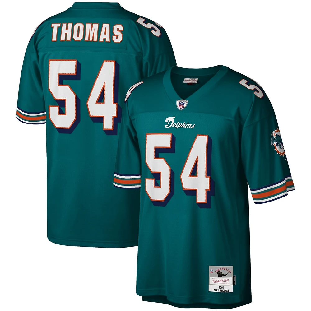 Maillot réplique Mitchell & Ness Zach Thomas Aqua Miami Dolphins Legacy pour hommes