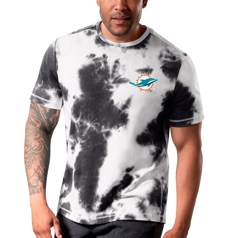 T-shirt MSX by Michael Strahan noir Miami Dolphins Freestyle Tie-Dye pour homme