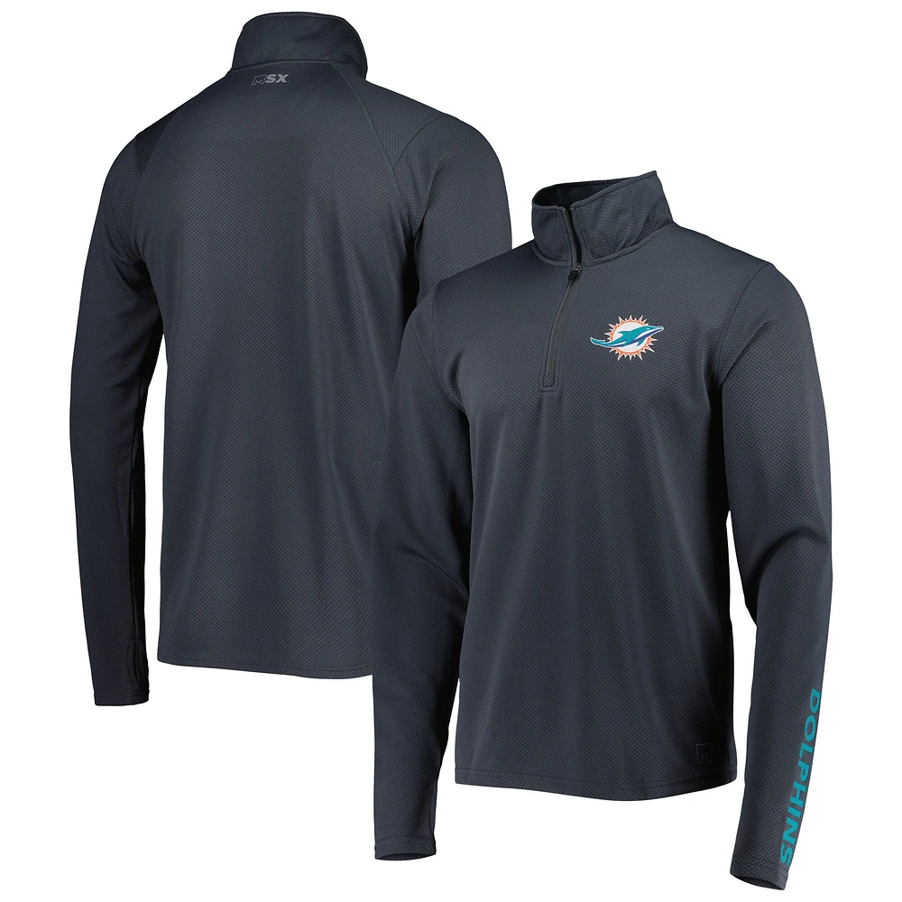 Men's MSX by Michael Strahan Charcoal Miami Dolphins Half-Zip Hoodie