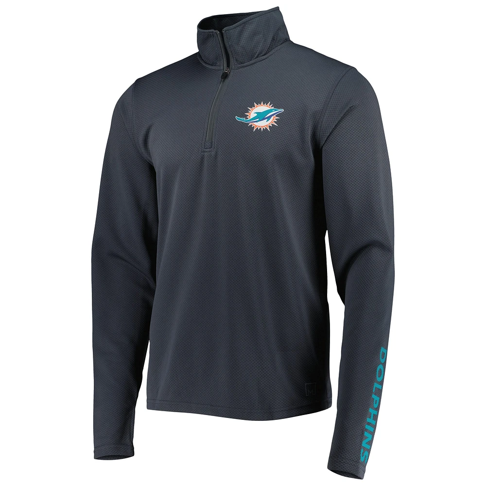 Men's MSX by Michael Strahan Charcoal Miami Dolphins Half-Zip Pullover