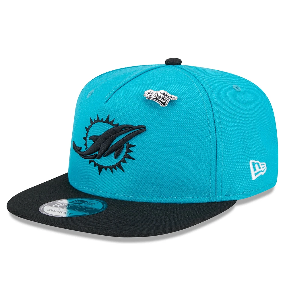 Men's New Era Aqua/Black Miami Dolphins 2024 Inspire Change A-Frame 9FIFTY Snapback Hat