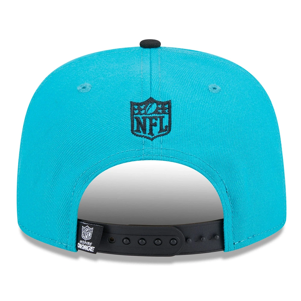 Men's New Era Aqua/Black Miami Dolphins 2024 Inspire Change A-Frame 9FIFTY Snapback Hat